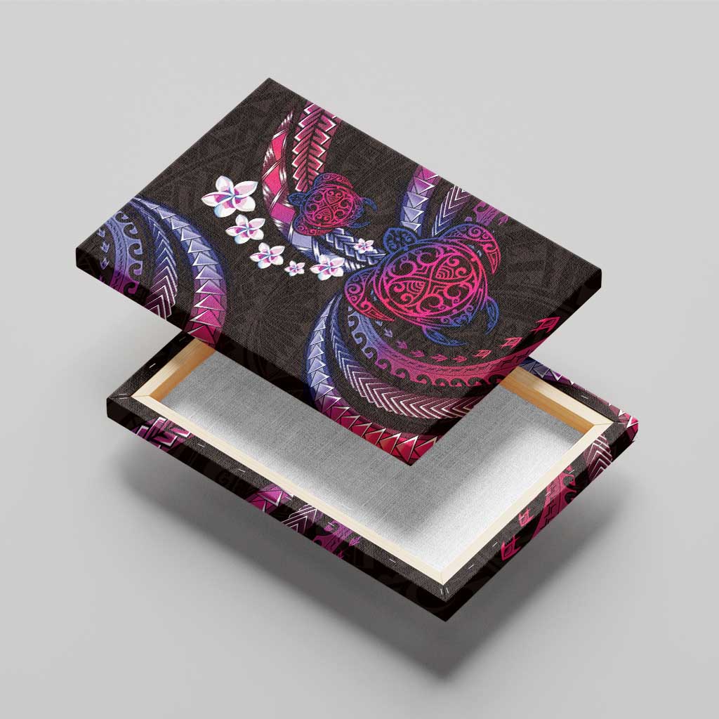 Hawaii Turtles Plumeria Canvas Wall Art Sweet Gradient Polynesian Pattern LT01 - Polynesian Pride