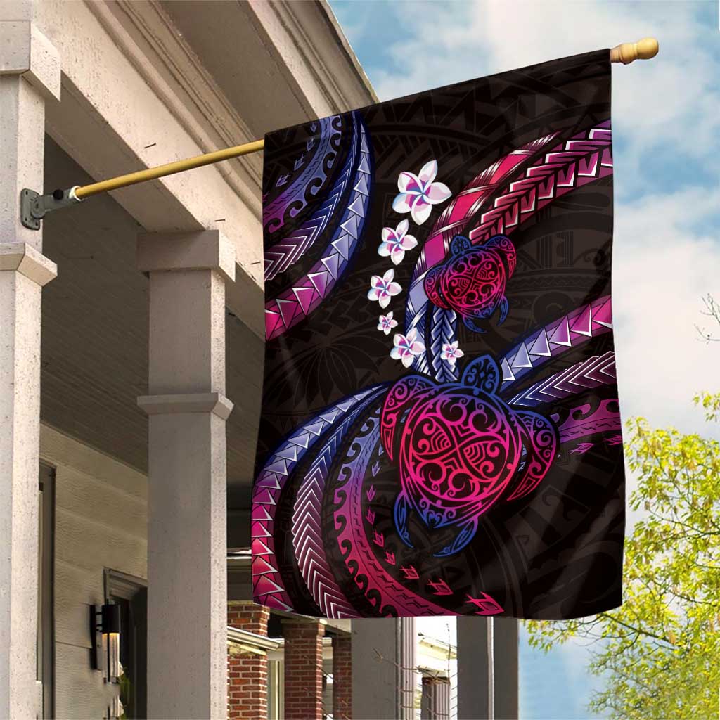 Hawaii Turtles Plumeria Garden Flag Sweet Gradient Polynesian Pattern LT01 House Flag Pink - Polynesian Pride