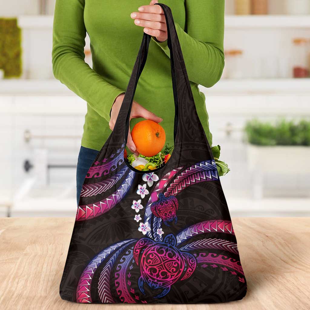 Hawaii Turtles Plumeria Grocery Bag Sweet Gradient Polynesian Pattern LT01 - Polynesian Pride