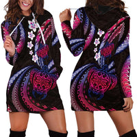 Hawaii Turtles Plumeria Hoodie Dress Sweet Gradient Polynesian Pattern LT01 - Polynesian Pride