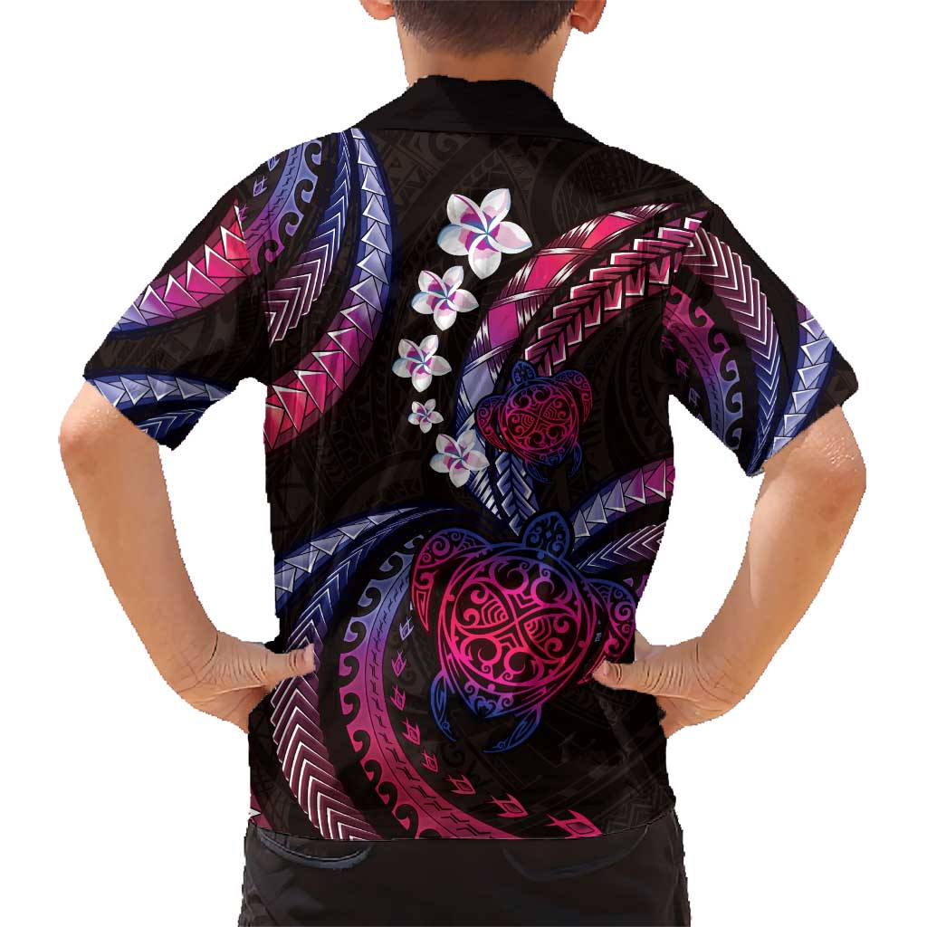 Hawaii Turtles Plumeria Kid Hawaiian Shirt Sweet Gradient Polynesian Pattern LT01 - Polynesian Pride