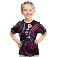 Hawaii Turtles Plumeria Kid T Shirt Sweet Gradient Polynesian Pattern LT01 Pink - Polynesian Pride