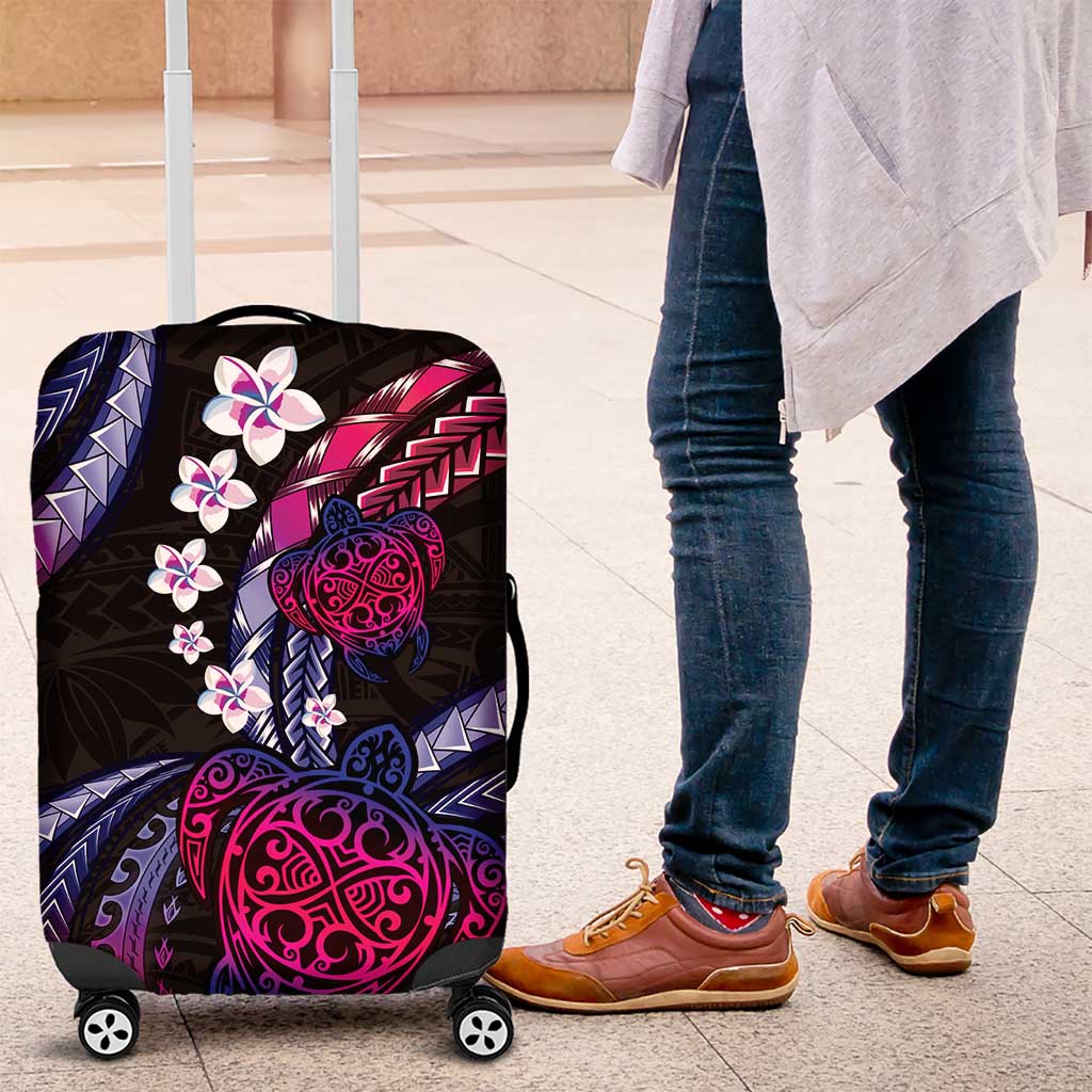 Hawaii Turtles Plumeria Luggage Cover Sweet Gradient Polynesian Pattern LT01 Pink - Polynesian Pride