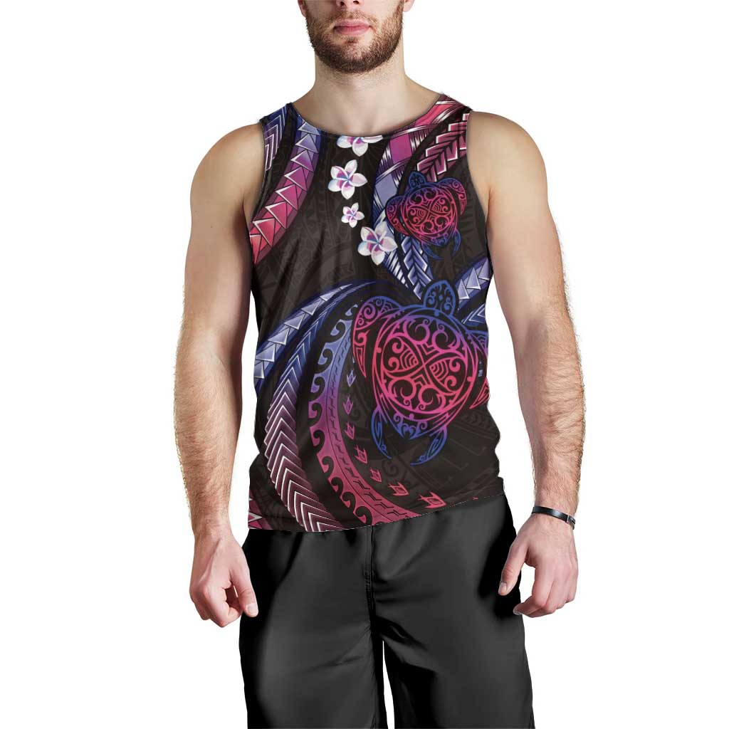 Hawaii Turtles Plumeria Men Tank Top Sweet Gradient Polynesian Pattern LT01 - Polynesian Pride