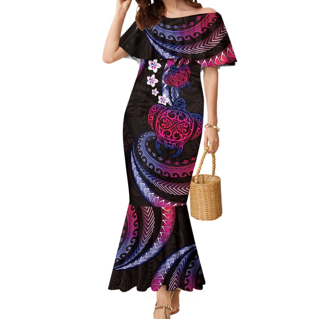 Hawaii Turtles Plumeria Mermaid Dress Sweet Gradient Polynesian Pattern LT01 Women Pink - Polynesian Pride