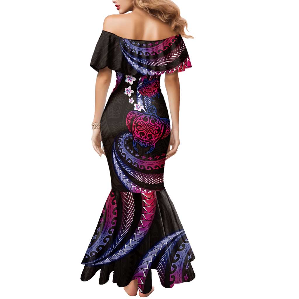 Hawaii Turtles Plumeria Mermaid Dress Sweet Gradient Polynesian Pattern LT01 - Polynesian Pride