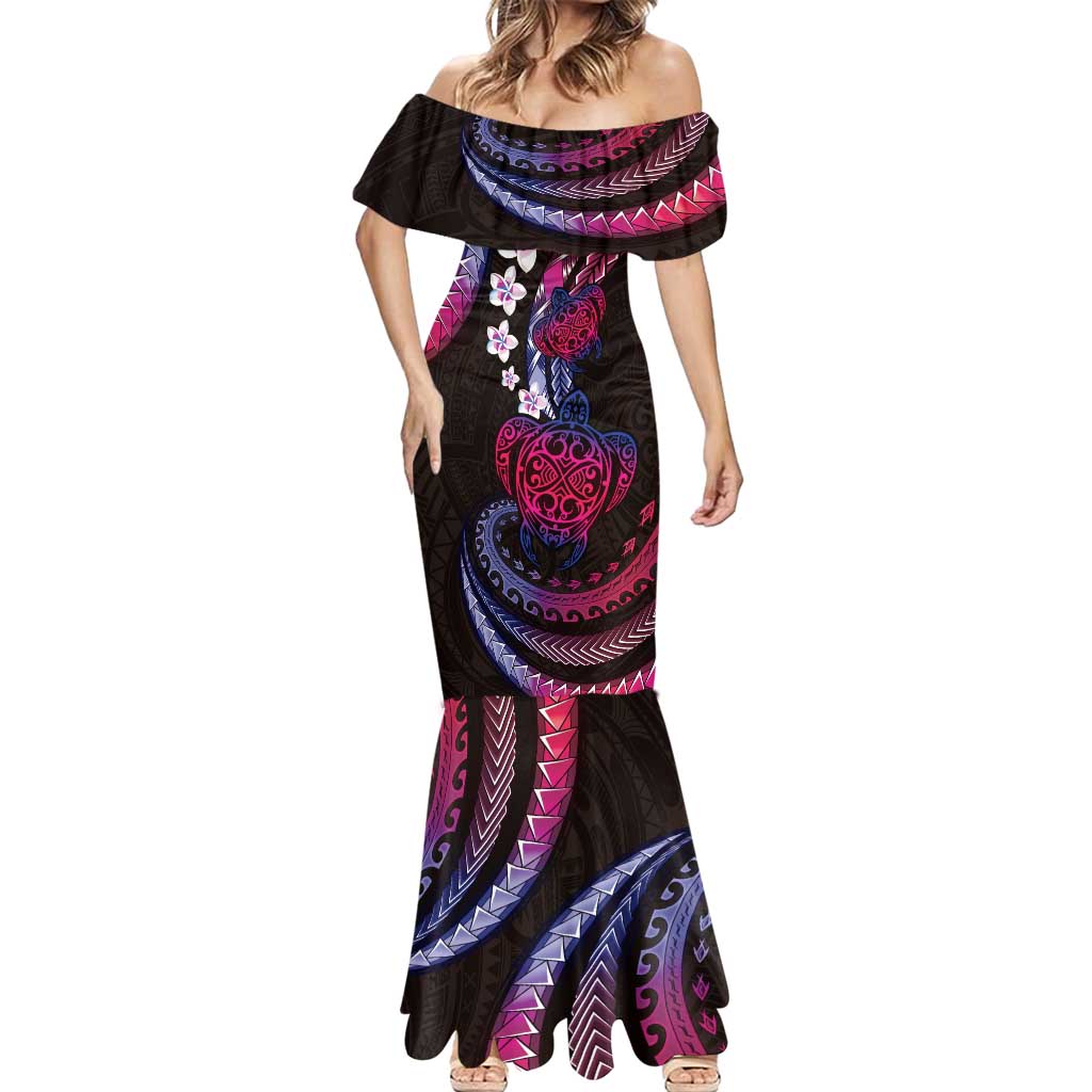 Hawaii Turtles Plumeria Mermaid Dress Sweet Gradient Polynesian Pattern LT01 - Polynesian Pride