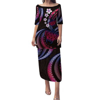 Hawaii Turtles Plumeria Puletasi Sweet Gradient Polynesian Pattern LT01 Long Dress Pink - Polynesian Pride