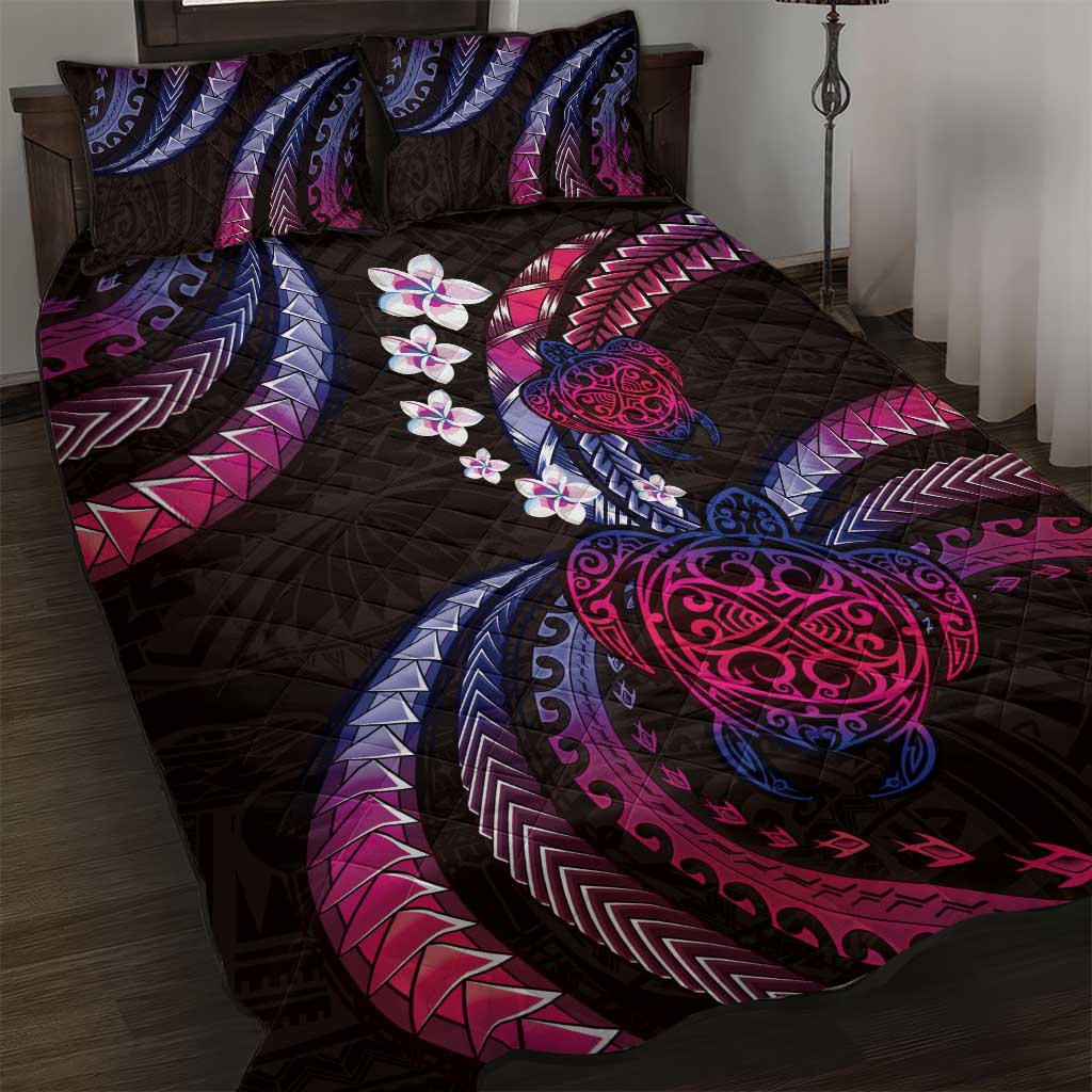 Hawaii Turtles Plumeria Quilt Bed Set Sweet Gradient Polynesian Pattern LT01 Pink - Polynesian Pride