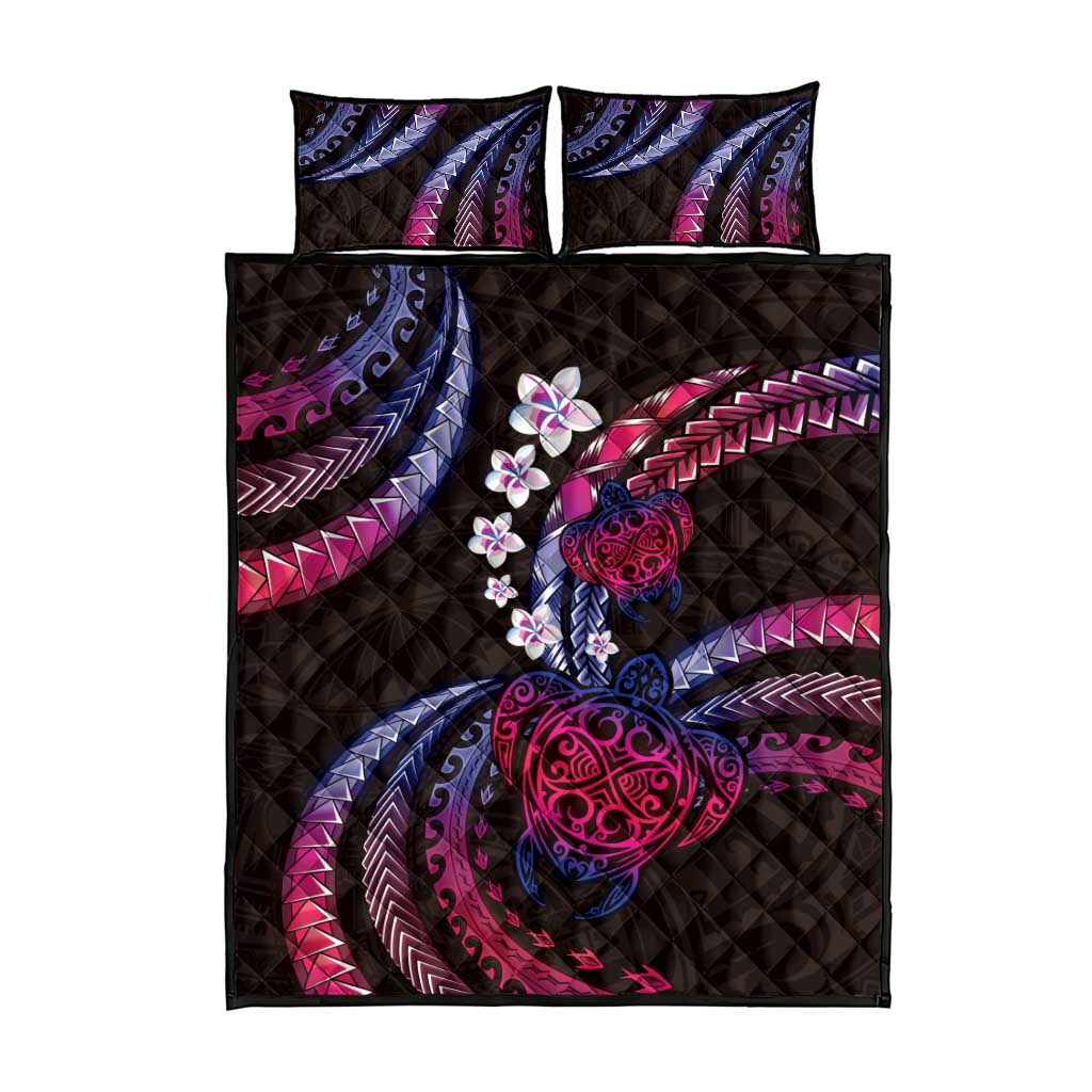 Hawaii Turtles Plumeria Quilt Bed Set Sweet Gradient Polynesian Pattern LT01 - Polynesian Pride