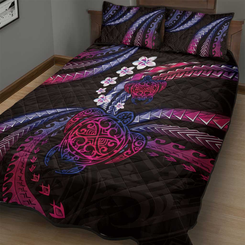 Hawaii Turtles Plumeria Quilt Bed Set Sweet Gradient Polynesian Pattern LT01 - Polynesian Pride