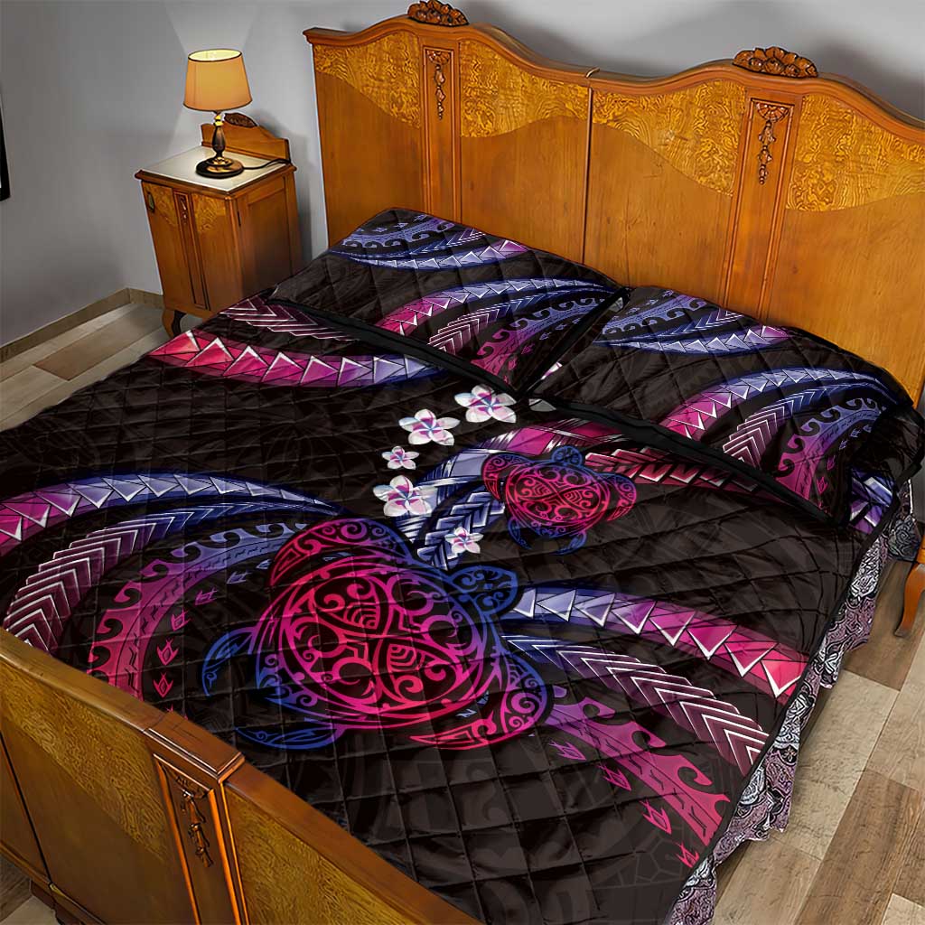 Hawaii Turtles Plumeria Quilt Bed Set Sweet Gradient Polynesian Pattern LT01 - Polynesian Pride