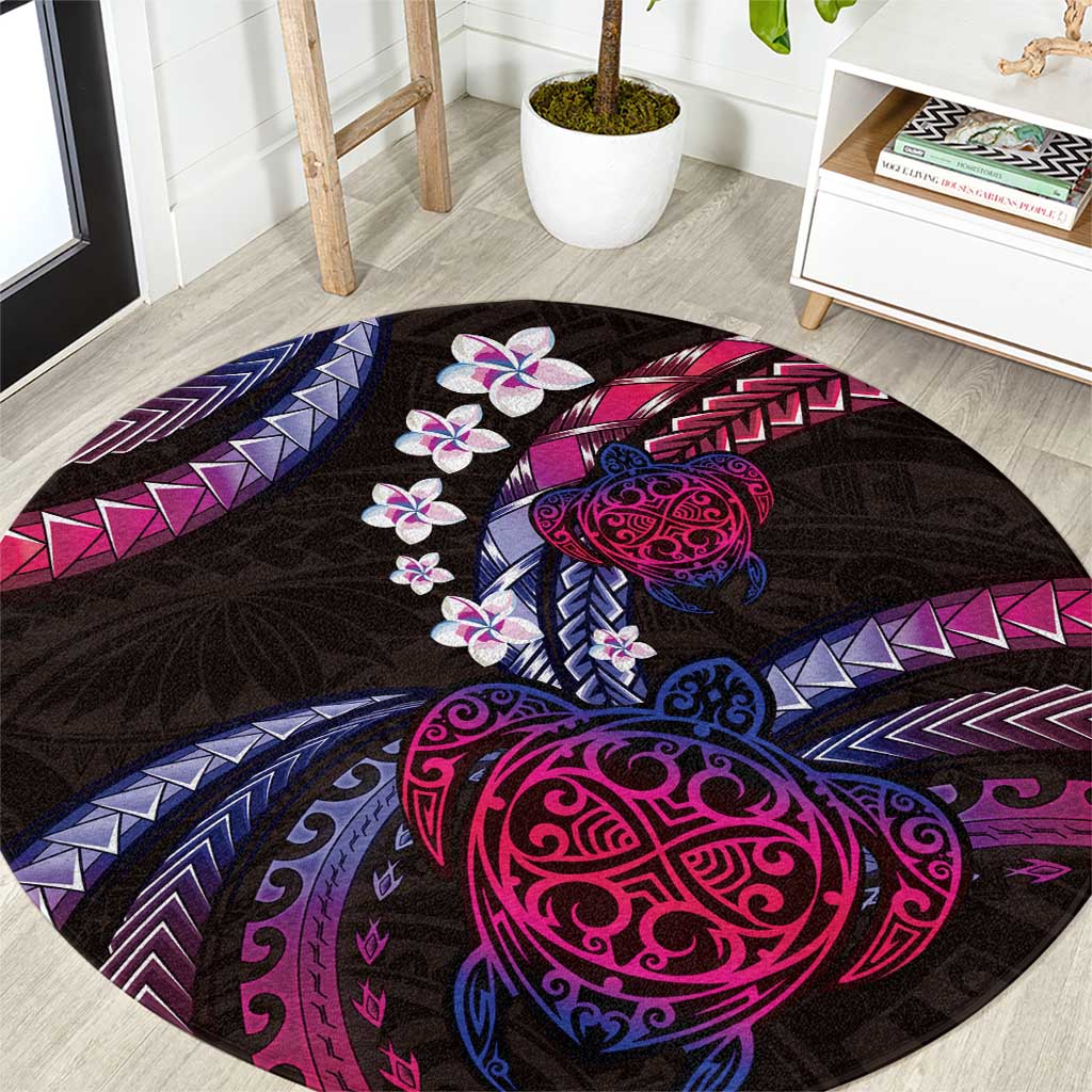 Hawaii Turtles Plumeria Round Carpet Sweet Gradient Polynesian Pattern LT01 Pink - Polynesian Pride