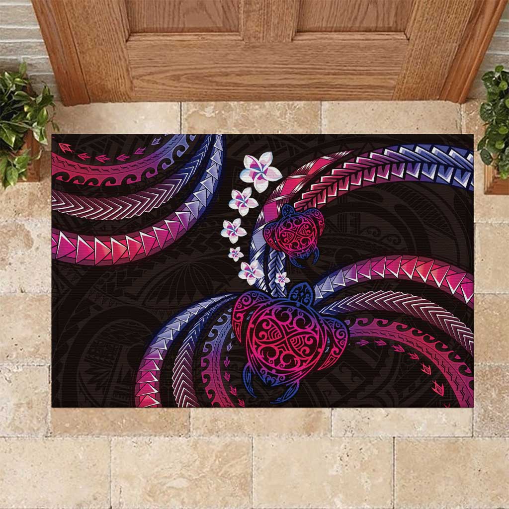 Hawaii Turtles Plumeria Rubber Doormat Sweet Gradient Polynesian Pattern LT01 Pink - Polynesian Pride