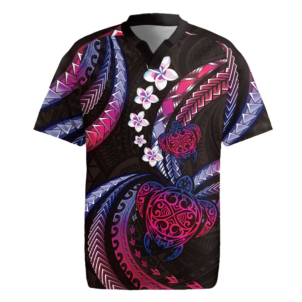 Hawaii Turtles Plumeria Rugby Jersey Sweet Gradient Polynesian Pattern LT01 Pink - Polynesian Pride