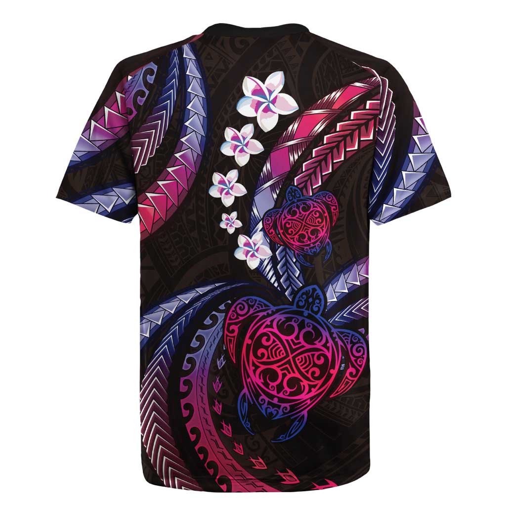 Hawaii Turtles Plumeria Rugby Jersey Sweet Gradient Polynesian Pattern LT01 - Polynesian Pride