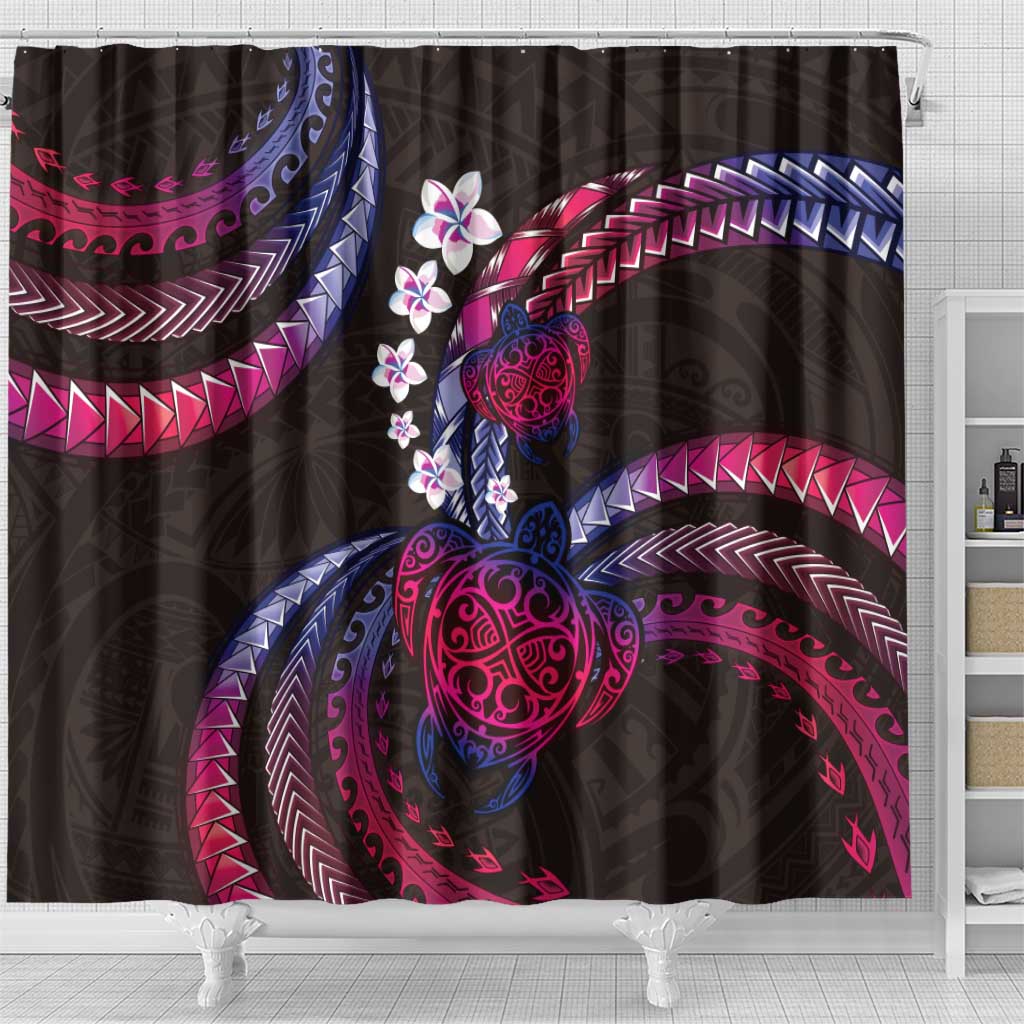 Hawaii Turtles Plumeria Shower Curtain Sweet Gradient Polynesian Pattern LT01 - Polynesian Pride