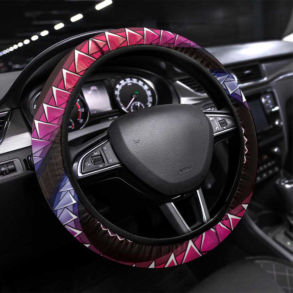 Hawaii Turtles Plumeria Steering Wheel Cover Sweet Gradient Polynesian Pattern LT01 Universal Fit Pink - Polynesian Pride
