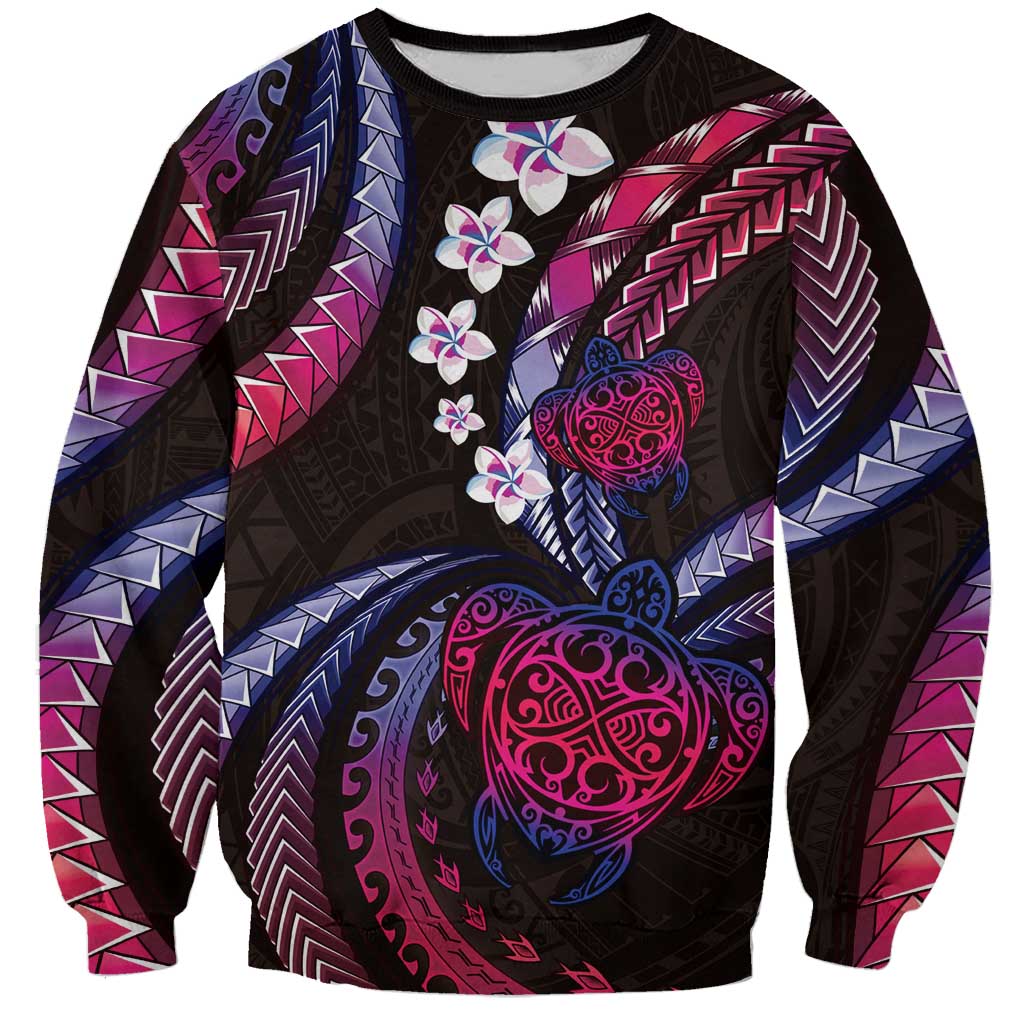 Hawaii Turtles Plumeria Sweatshirt Sweet Gradient Polynesian Pattern LT01 Unisex Pink - Polynesian Pride