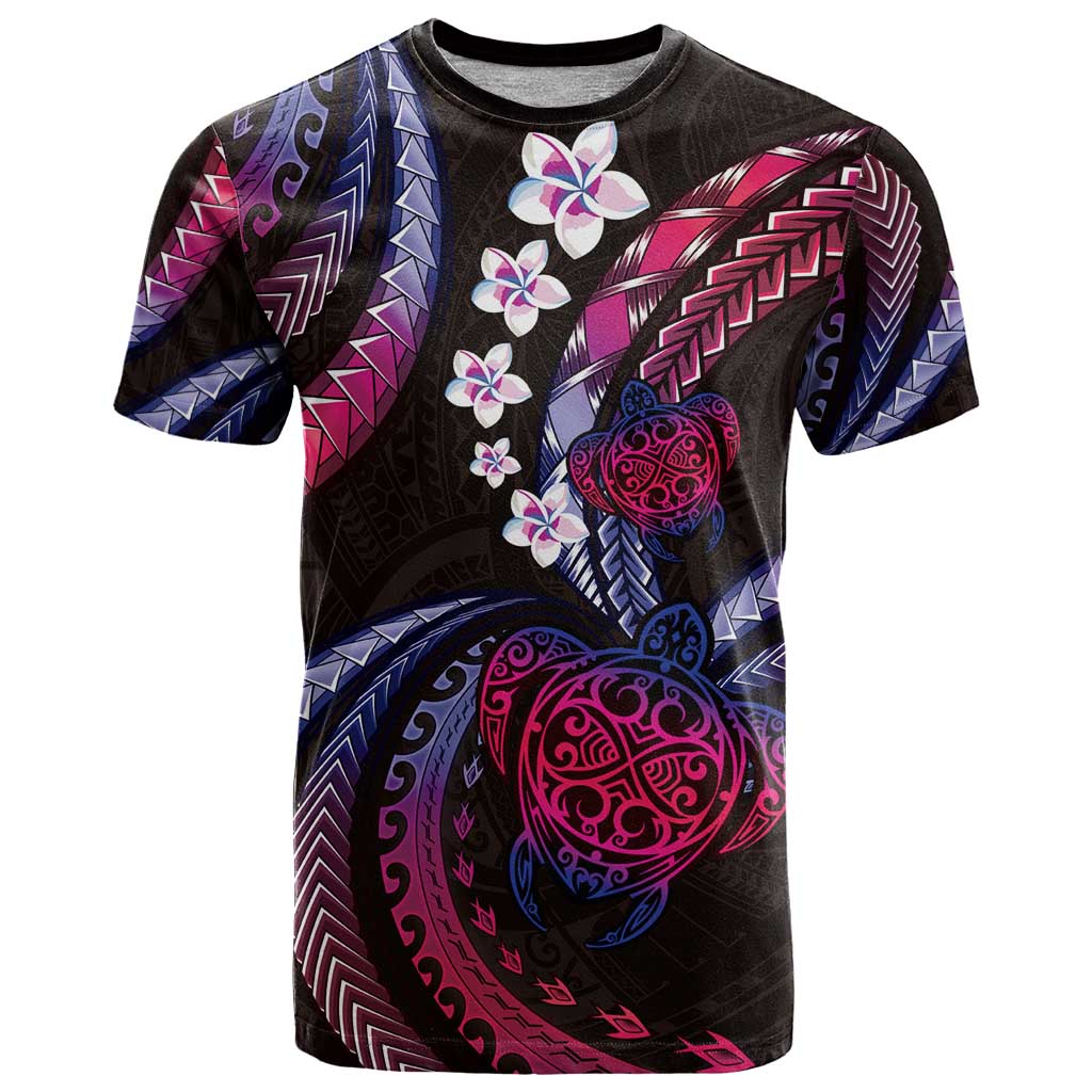 Hawaii Turtles Plumeria T Shirt Sweet Gradient Polynesian Pattern LT01 Pink - Polynesian Pride