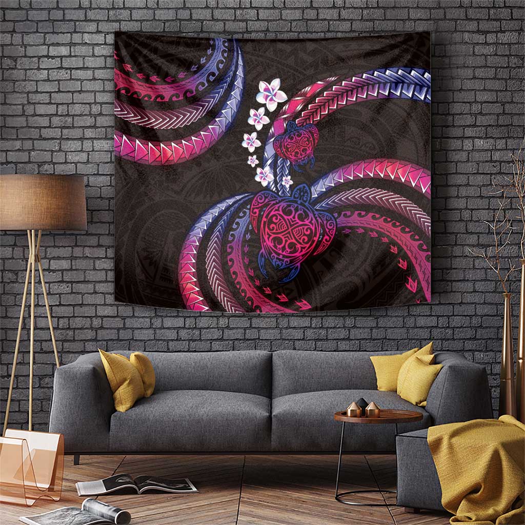Hawaii Turtles Plumeria Tapestry Sweet Gradient Polynesian Pattern LT01 Pink - Polynesian Pride