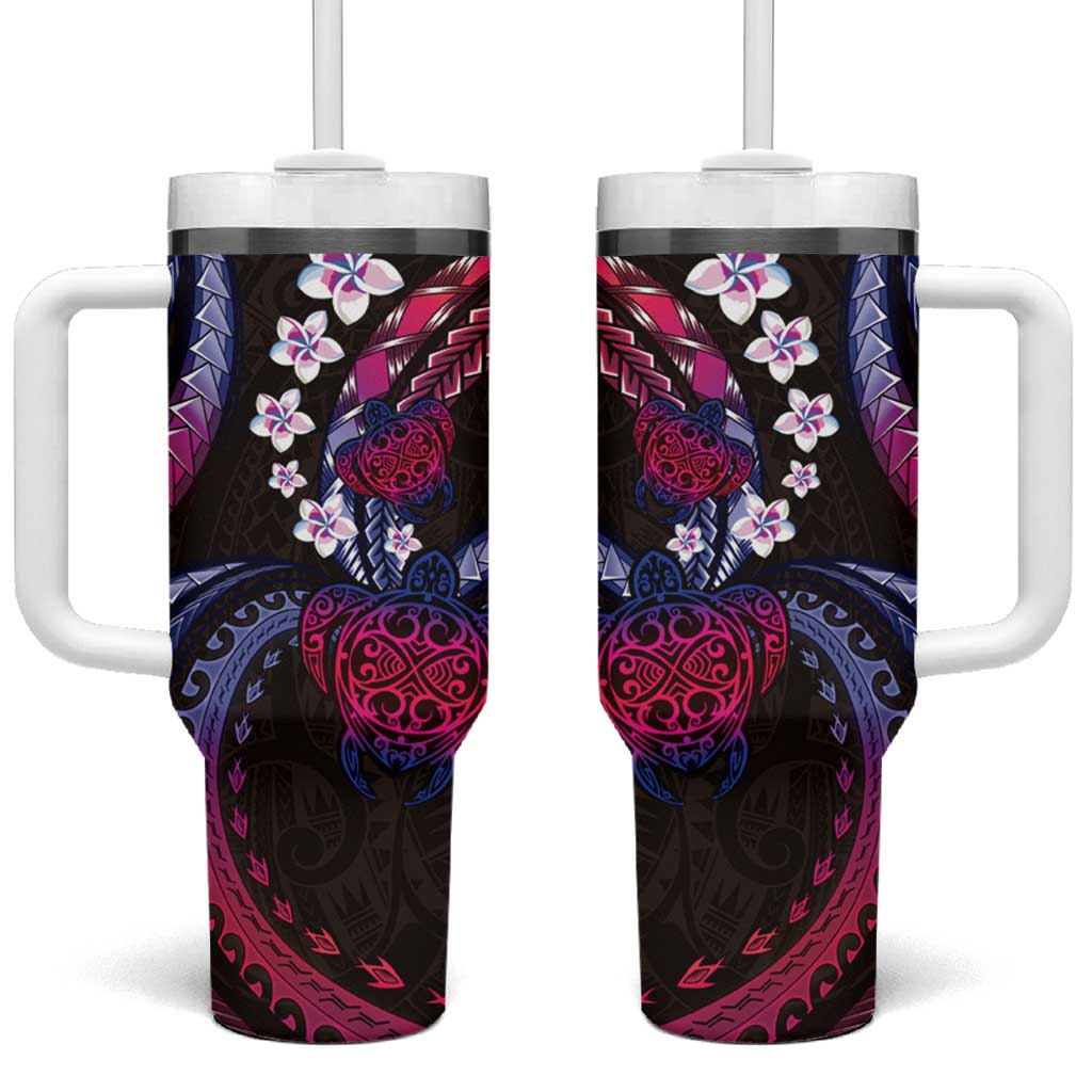 Hawaii Turtles Plumeria Tumbler With Handle Sweet Gradient Polynesian Pattern LT01 One Size: 40 oz Pink - Polynesian Pride