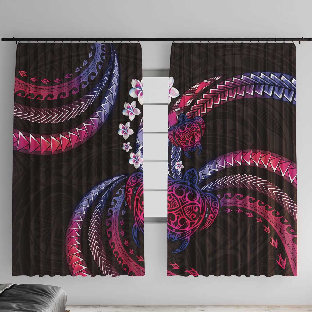 Hawaii Turtles Plumeria Window Curtain Sweet Gradient Polynesian Pattern LT01 With Hooks Pink - Polynesian Pride