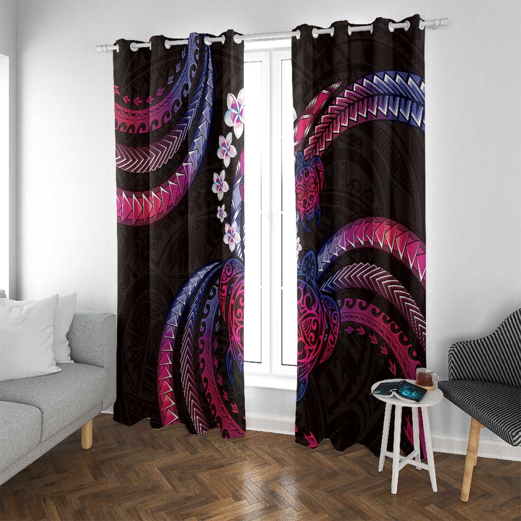 Hawaii Turtles Plumeria Window Curtain Sweet Gradient Polynesian Pattern LT01 With Grommets Pink - Polynesian Pride