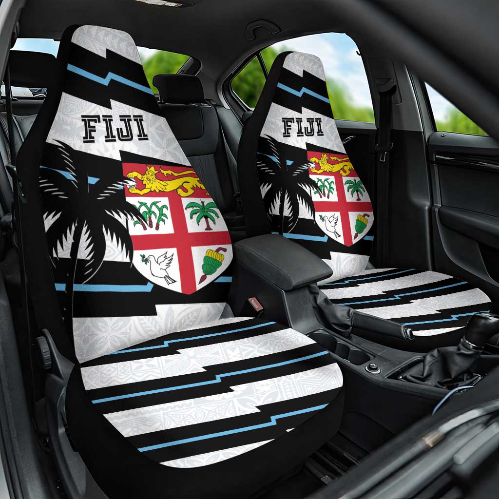 Fiji 2024 Rugby Car Seat Cover Fijian Tapa Pattern LT01 One Size White - Polynesian Pride