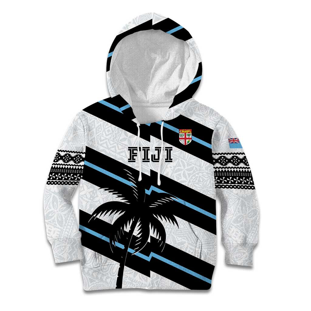 Custom Fiji 2024 Rugby Kid Hoodie Fijian Tapa Pattern LT01 Hoodie White - Polynesian Pride