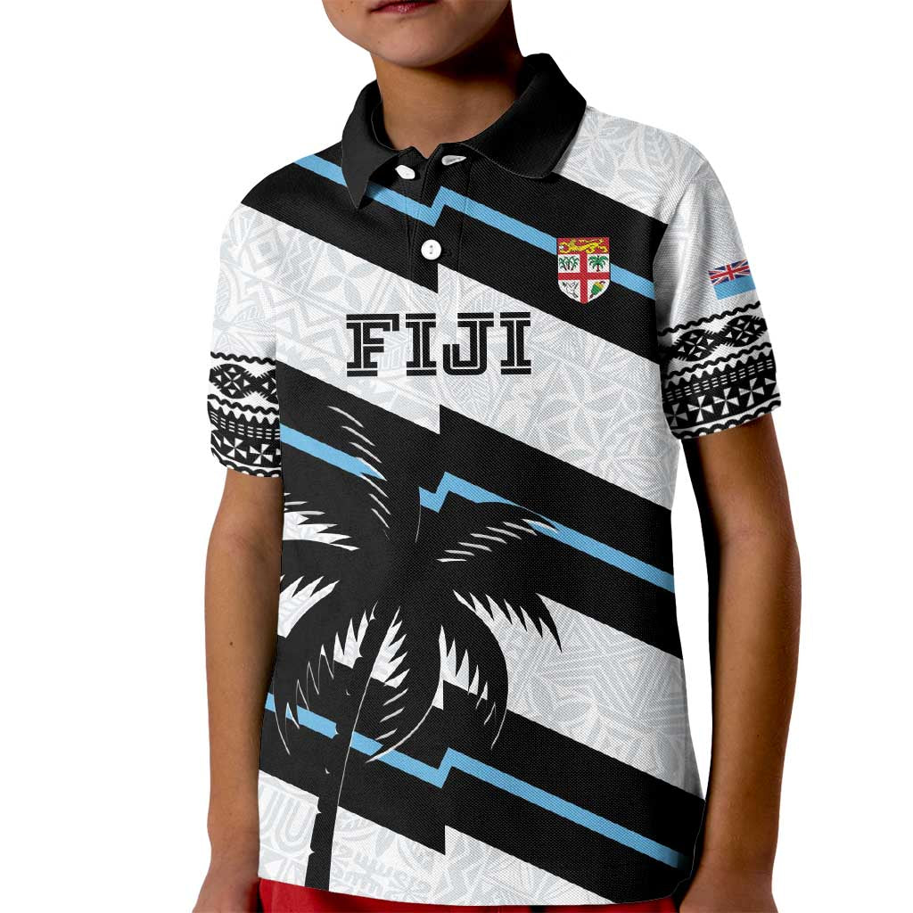 Custom Fiji 2024 Rugby Kid Polo Shirt Fijian Tapa Pattern LT01 Kid White - Polynesian Pride