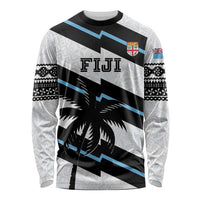 Custom Fiji 2024 Rugby Long Sleeve Shirt Fijian Tapa Pattern LT01 Unisex White - Polynesian Pride