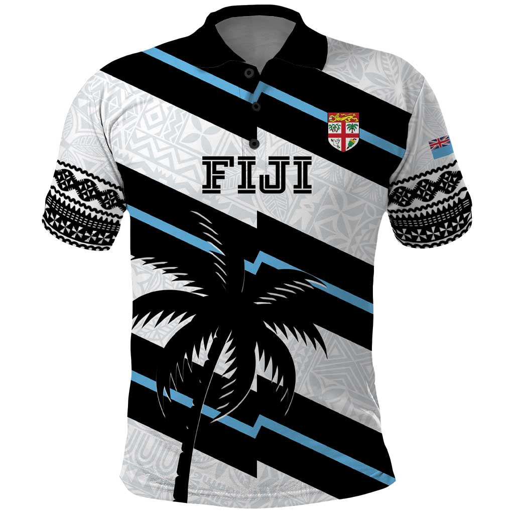 Custom Fiji 2024 Rugby Polo Shirt Fijian Tapa Pattern LT01 White - Polynesian Pride