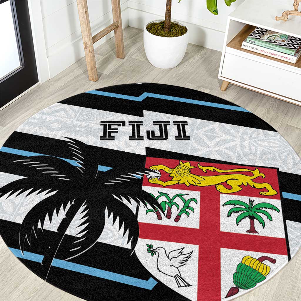 Fiji 2024 Rugby Round Carpet Fijian Tapa Pattern