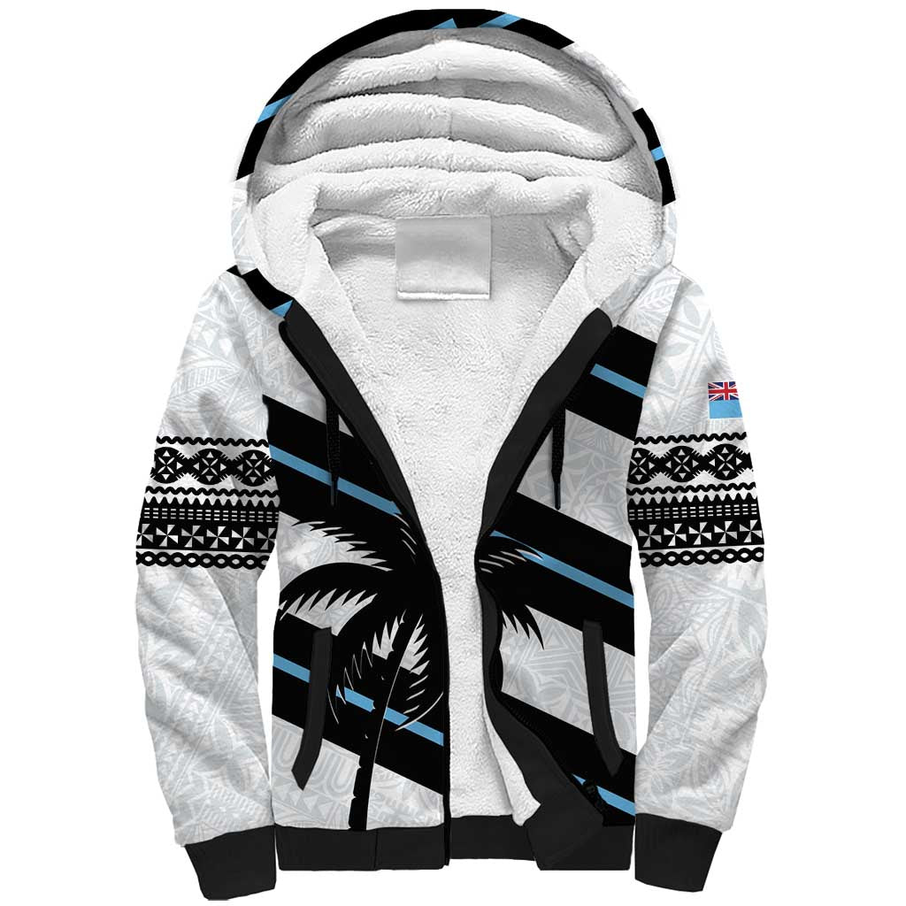Custom Fiji 2024 Rugby Sherpa Hoodie Fijian Tapa Pattern LT01 Unisex White - Polynesian Pride