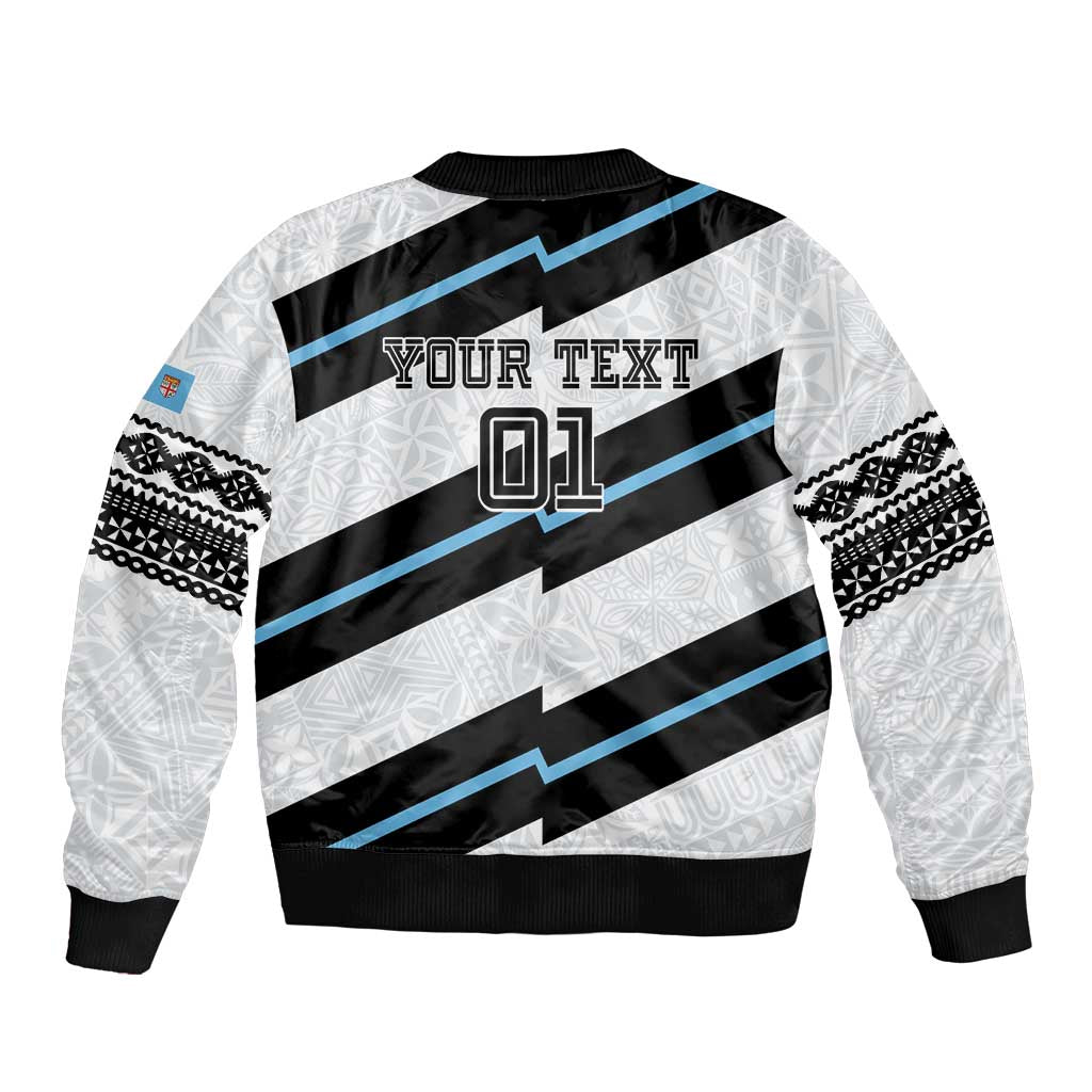 Custom Fiji 2024 Rugby Sleeve Zip Bomber Jacket Fijian Tapa Pattern LT01 - Polynesian Pride