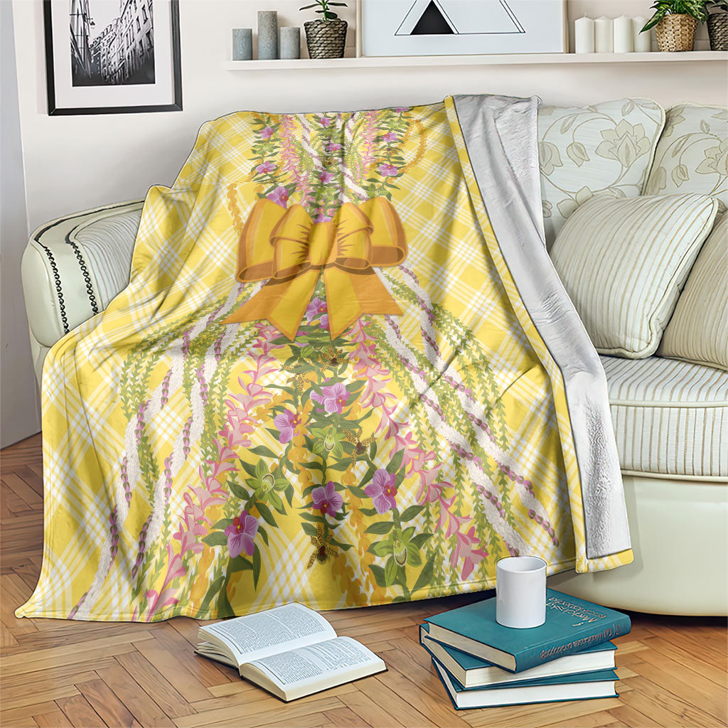 Hawaii Palaka Pikake Lokelani Plumeria Blanket Melemele Coquette Bow LT01 Yellow - Polynesian Pride