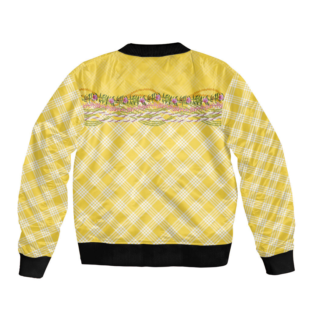 Hawaii Palaka Pikake Lokelani Plumeria Bomber Jacket Melemele Coquette Bow LT01 - Polynesian Pride