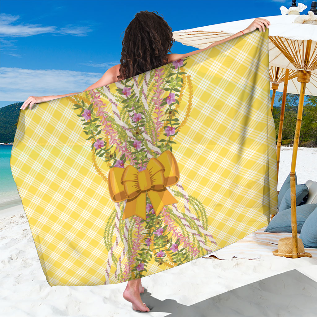 Hawaii Palaka Pikake Lokelani Plumeria Sarong Melemele Coquette Bow LT01 One Size 44 x 66 inches Yellow - Polynesian Pride