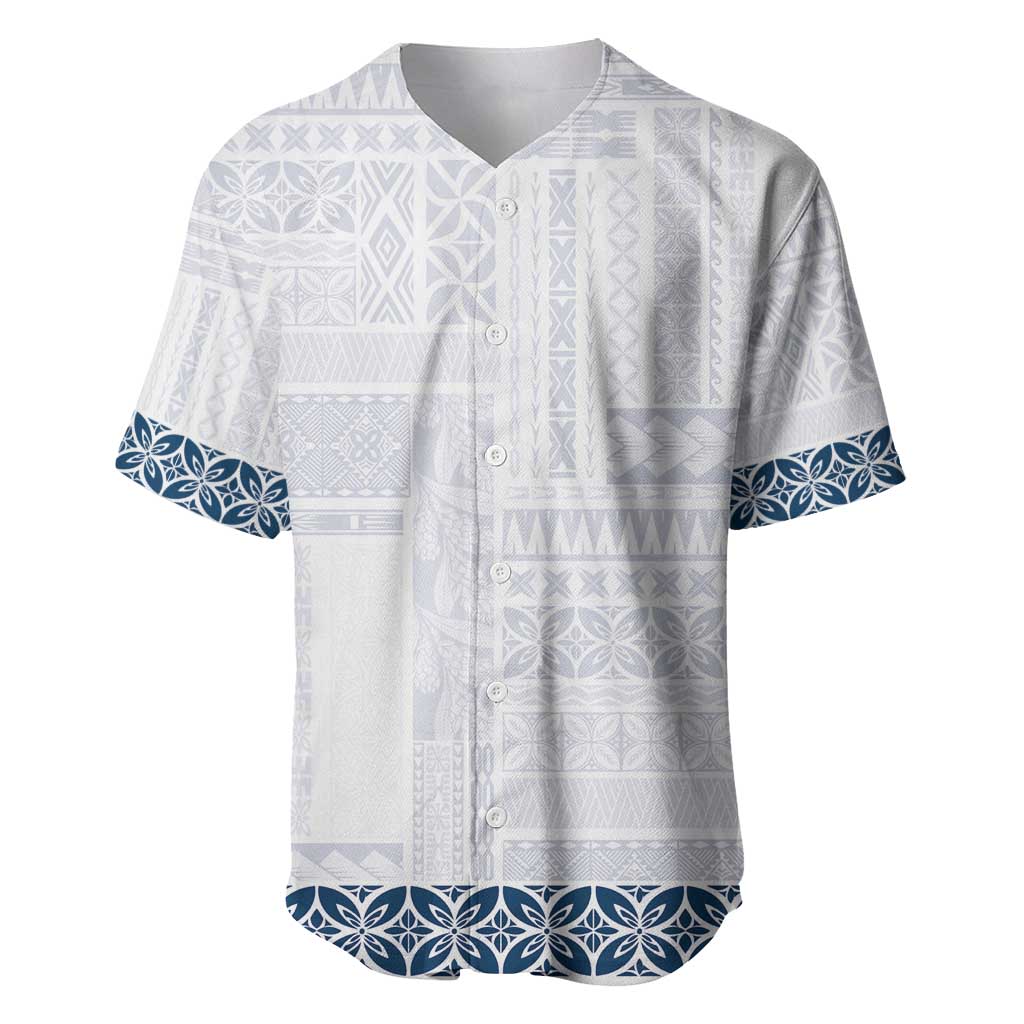 Samoa Siapo Blue Trimmed Baseball Jersey Samoa White Sunday LT01 Blue - Polynesian Pride