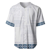 Samoa Siapo Blue Trimmed Baseball Jersey Samoa White Sunday LT01 Blue - Polynesian Pride