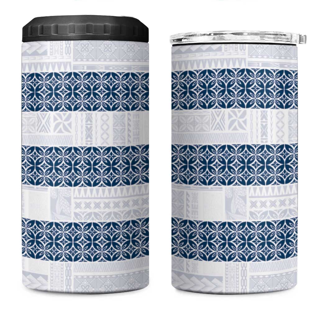 Samoa Siapo Blue Trimmed 4 in 1 Can Cooler Tumbler Samoa White Sunday LT01 One Size: 16 oz Blue - Polynesian Pride