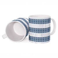 Samoa Siapo Blue Trimmed Ceramic Mug Samoa White Sunday LT01 - Polynesian Pride