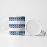 Samoa Siapo Blue Trimmed Ceramic Mug Samoa White Sunday LT01 - Polynesian Pride