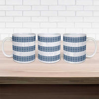 Samoa Siapo Blue Trimmed Ceramic Mug Samoa White Sunday LT01 - Polynesian Pride