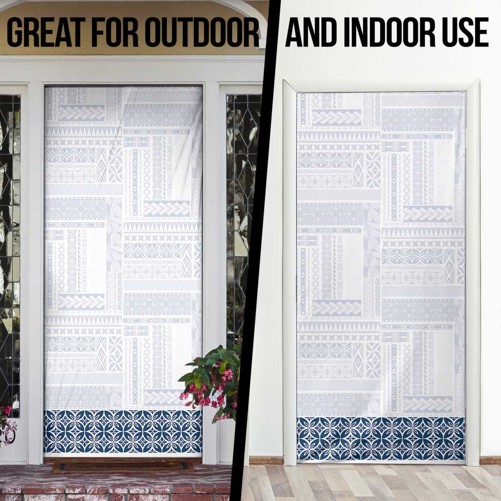 Samoa Siapo Blue Trimmed Door Cover Samoa White Sunday LT01 - Polynesian Pride