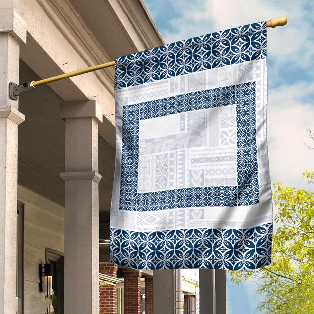 Samoa Siapo Blue Trimmed Garden Flag Samoa White Sunday LT01 House Flag Blue - Polynesian Pride