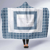 Samoa Siapo Blue Trimmed Hooded Blanket Samoa White Sunday LT01 One Size Blue - Polynesian Pride
