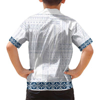 Samoa Siapo Blue Trimmed Kid Hawaiian Shirt Samoa White Sunday LT01 - Polynesian Pride