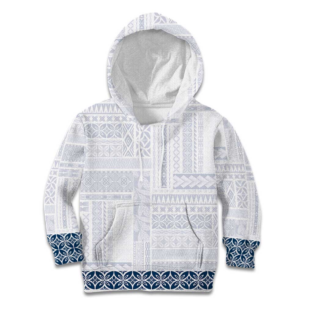 Samoa Siapo Blue Trimmed Kid Hoodie Samoa White Sunday LT01 Hoodie Blue - Polynesian Pride
